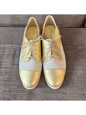 GH‎ BASS Vintage Leather and Fabric Saddle Shoe Size 6.5
